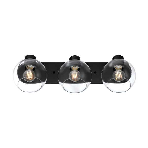 Westinghouse Fixture Wall 60W 3-Light Hyson Universal Mount, Matte Black Clear Glassobe Glass 6127900 - main